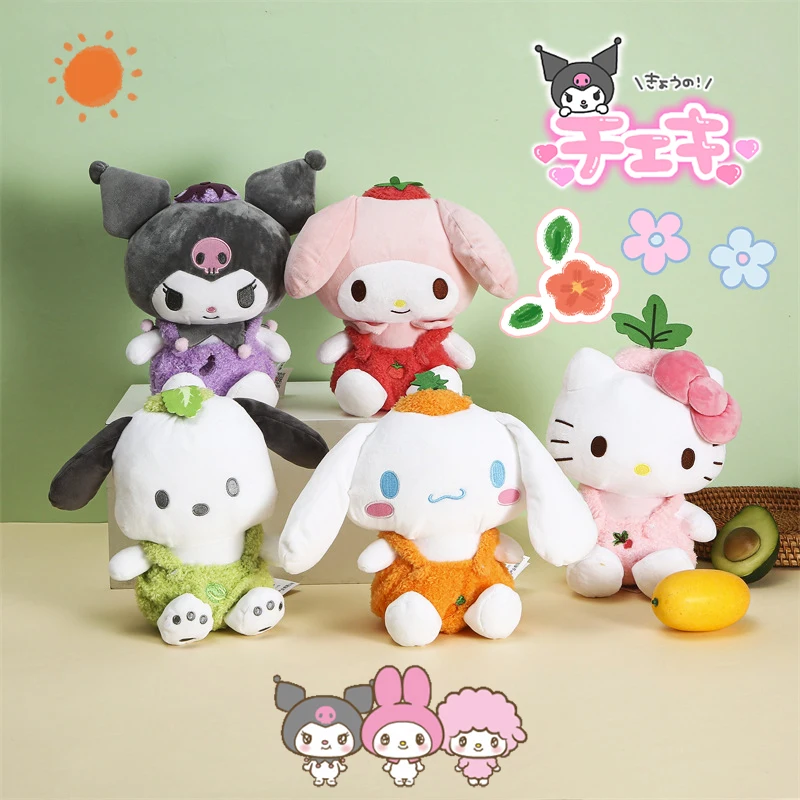 

Kawaii Cinnamoroll Plush Doll Kuormi Anime Sanrio Pochacco Soft Padded Plushies Vegetable Series Ornaments Dolls Toy Girls Gifts