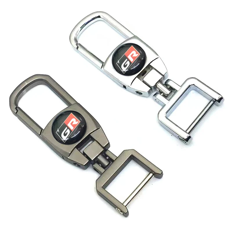 

GR Zinc alloy keychain with waist buckle is suitable For Toyota GR Sport Gazoo Racing C-HR RAV4 Mirai Avensis Prado Car key ring