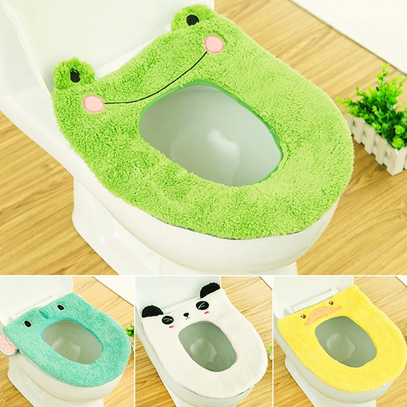 

Toilet Seat Cover Mat Bathroom Warmer Toilet Washable Cloth Toilet Seat Warmer Pad Cartoon Plush Toilet Mat Thickening Potty Set