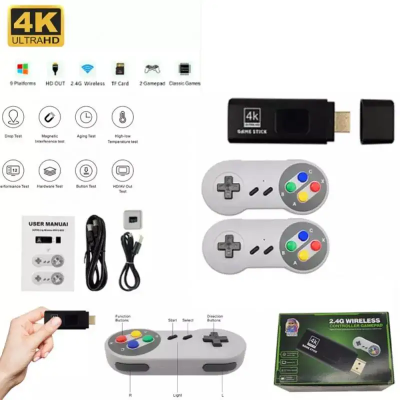 

Ретро игровая мини-консоль с беспроводной 2,4G двойной игровой контроллер HD беспроводной игровой контроллер для двух игроков