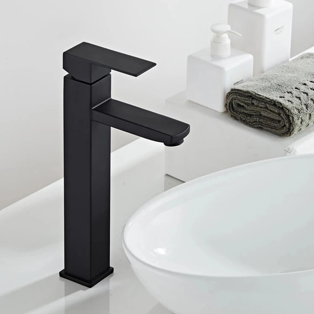 

Faucet Banthroom Black Cold And Hot Water Mixer Sink Faucet Stainless Steel Basin Single Hole Tap Kitchen Parts