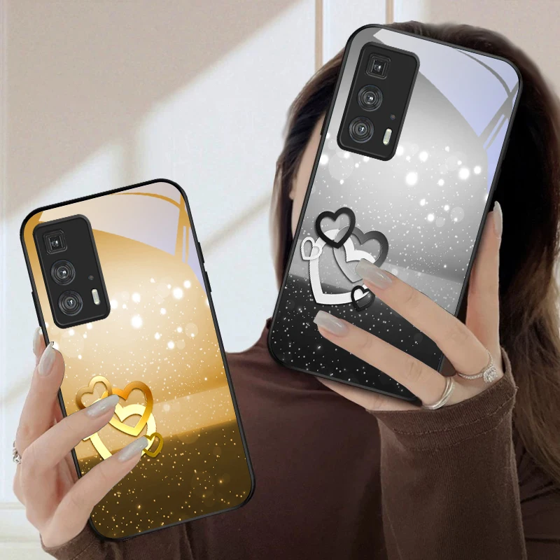 Фото Теплый и романтичный чехол для телефона Motorola Moto Edge 20 Lite 30 Pro 40 Neo 50 Ultra G14 G22 G24 Power 34 G35 X30 Pro из стекла №2