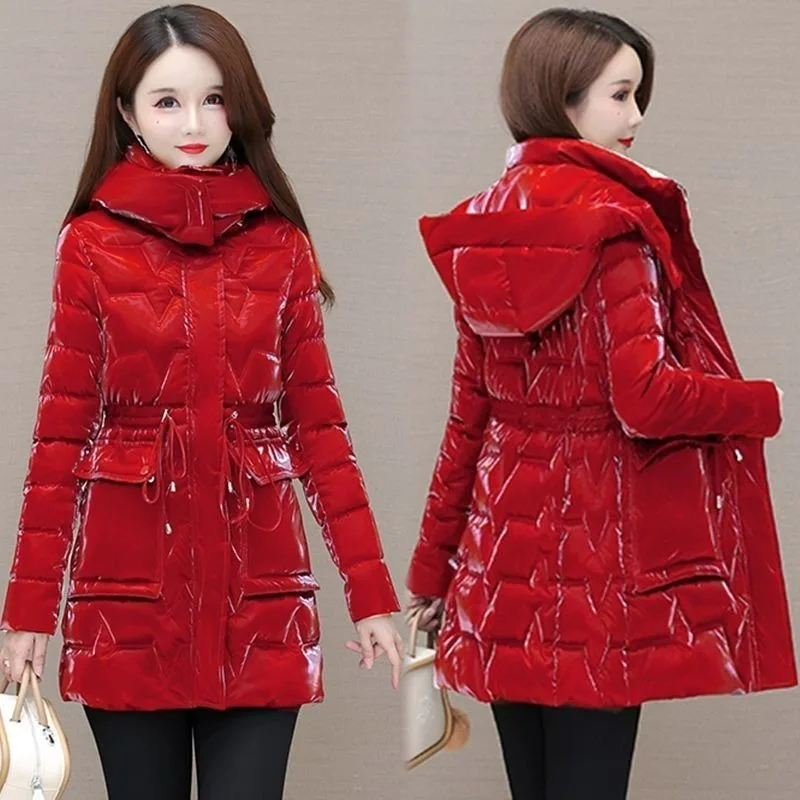 

Новинка 2023, женское пуховое пальто из хлопка, зимняя куртка, женская версия средней длины, парки, свободная теплая верхняя одежда, пальто большого размера с капюшоном