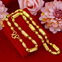 simple 24k gold plated car flower hexagonal necklace for mens fashion clavicle chain bracelet memorial day high jewelry gifts