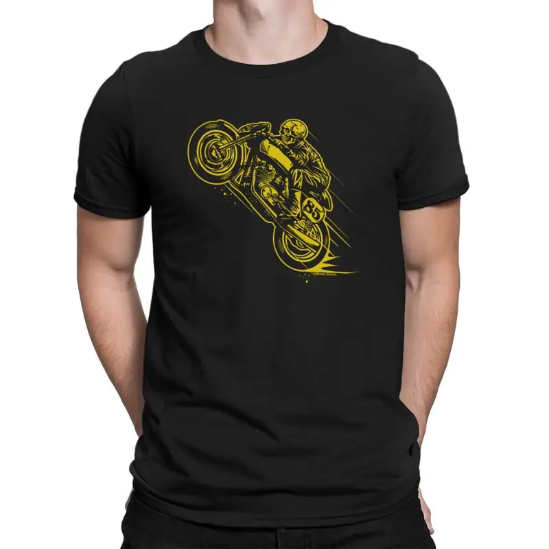 Фото Мужская байкерская футболка Ghost Rider, мотоциклетная одежда с черепом, велосипед №1