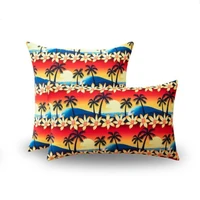 inyahome vintage hawaii throw pillow cushion cover retro trees old van with abstract sun design beach surfing board decorative