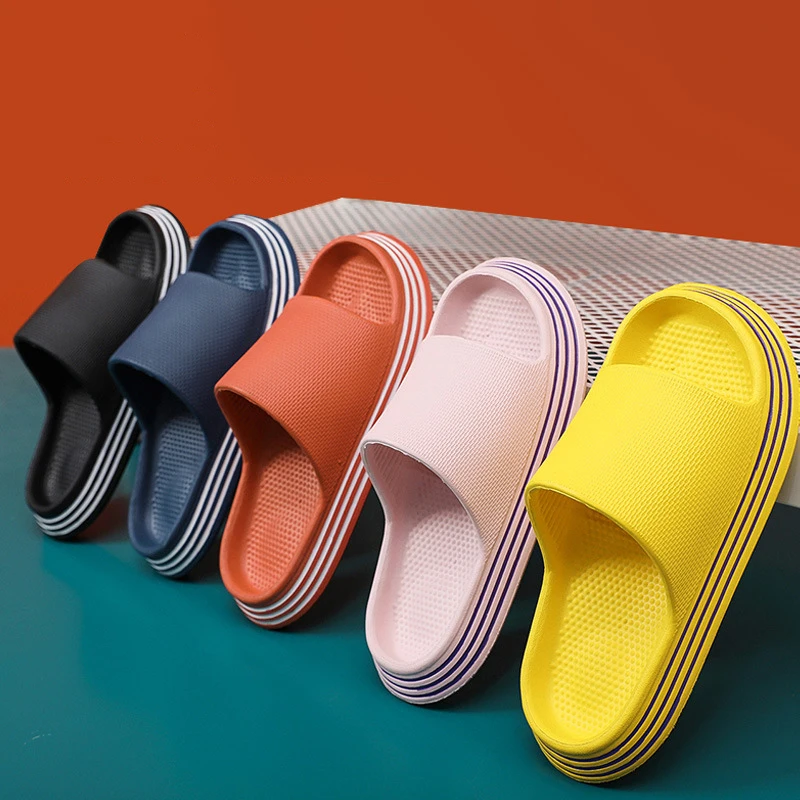 

Lightweight And Compact Couple Bathroom Non-slip Flat Shoes with Thick Bottom Summer Indoor Slippers for Home Shoes for Women