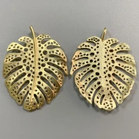 3pcslot matt gold large hollow filigree leaf charms pendants for necklace jewelry making accessories