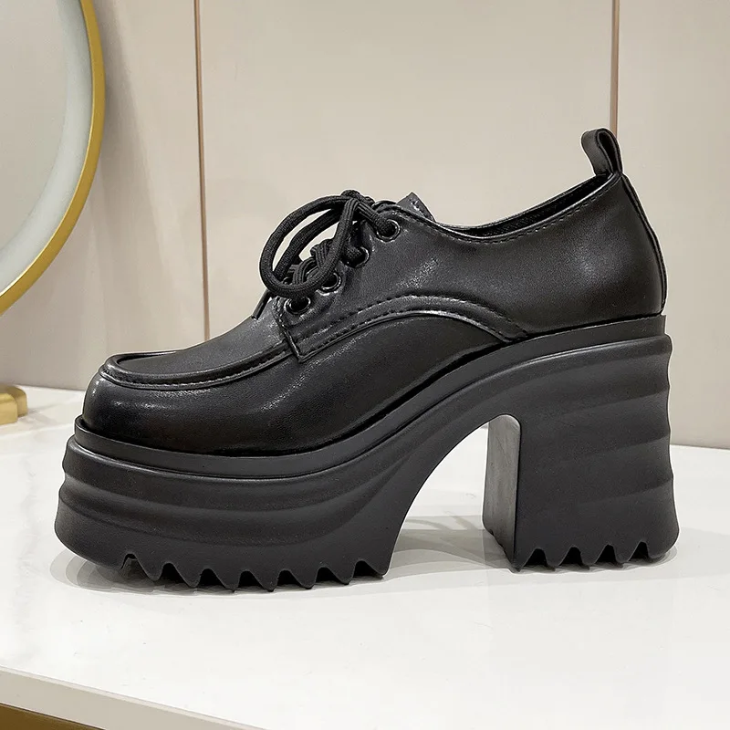 Shoes On Heels Oxfords Women's Clogs Platform British Style Loafers With Fur Female Footwear Casual Sneaker Autumn Round Toe