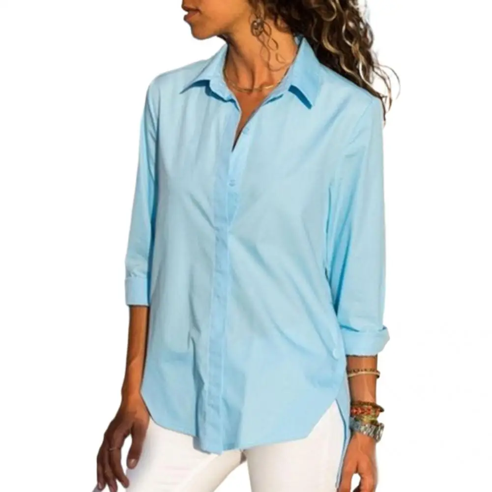 

Single Breasted Charming Simple Loose Blouse Shirt Sweat Absorbing Shirt Top Loose Female Clothing