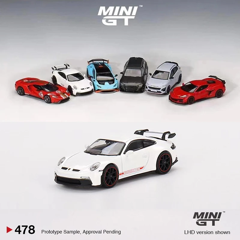 

Мини GT 1:64 модель автомобиля Pors 911 (992) GT3 литье под давлением автомобиля #478 LHD белый