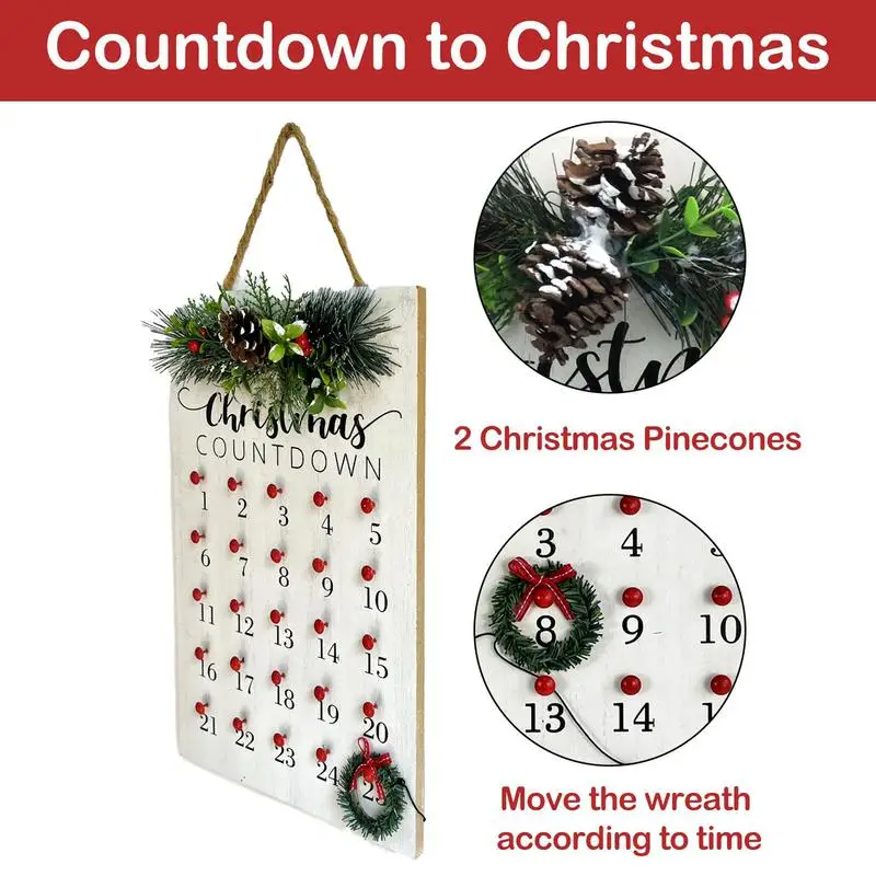 

25days Count Down Christmas Calendar Decorate Wall Hanging Calendar Pine Cones Advent Wreath Calendar For Happy New Year