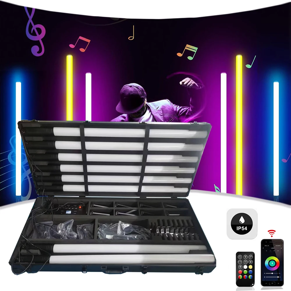 8 шт. светодиодный RGB-ламповый светильник с подставкой для освещения аккумулятор