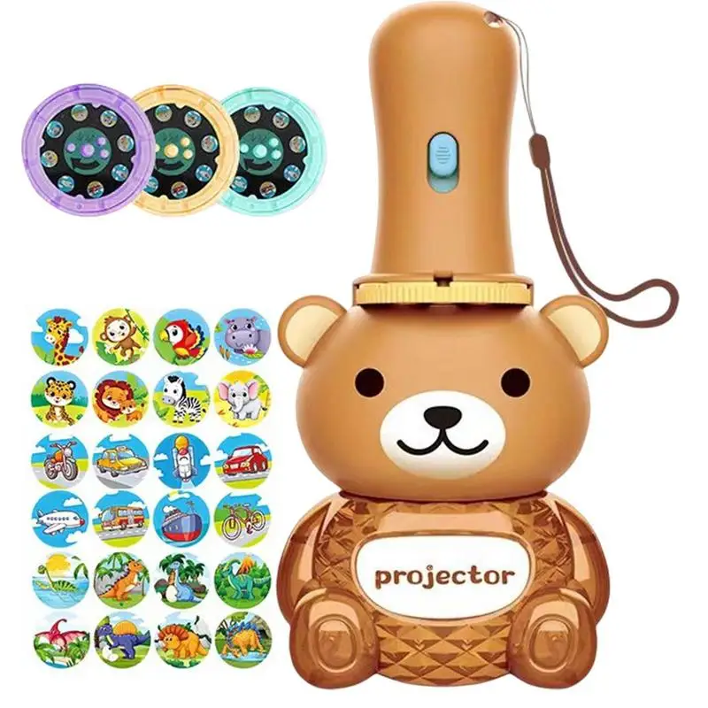 

Фонарики детские маленькие фонарики в форме медведя детские проекторы с 24 узорами Обучающие игрушки-проекторы для