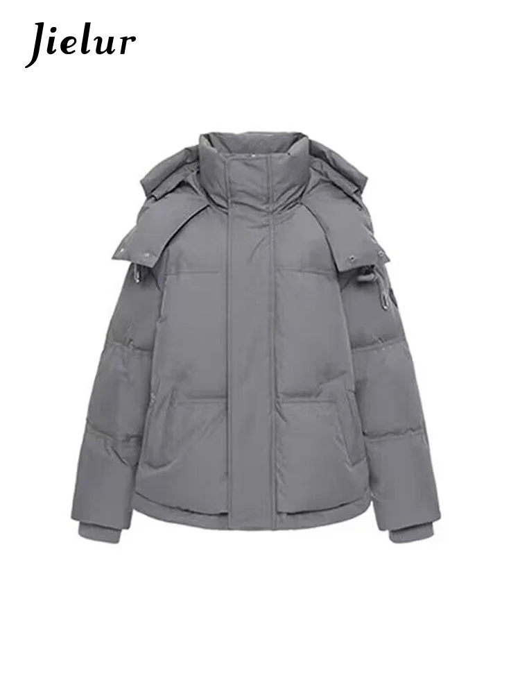 Черная свободная теплая Толстая Женская парка с капюшоном Корейская зимняя