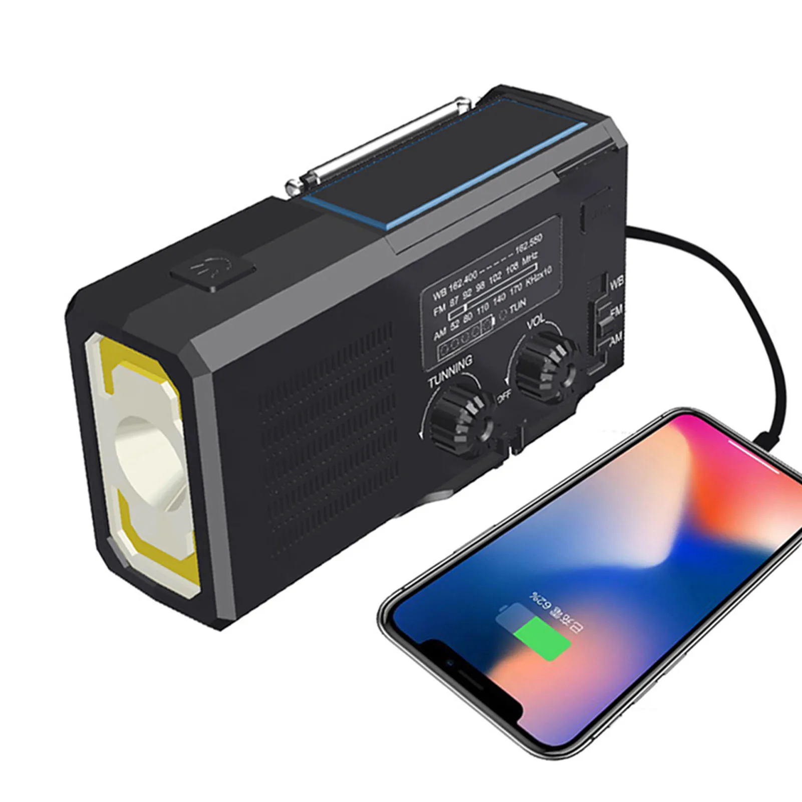 

Emergency Crank Radio Portable Hand Crank Weather Alert Radio AM/FM/NOAA Survival Solar Radios With LED Flashlight SOS Alarm USB