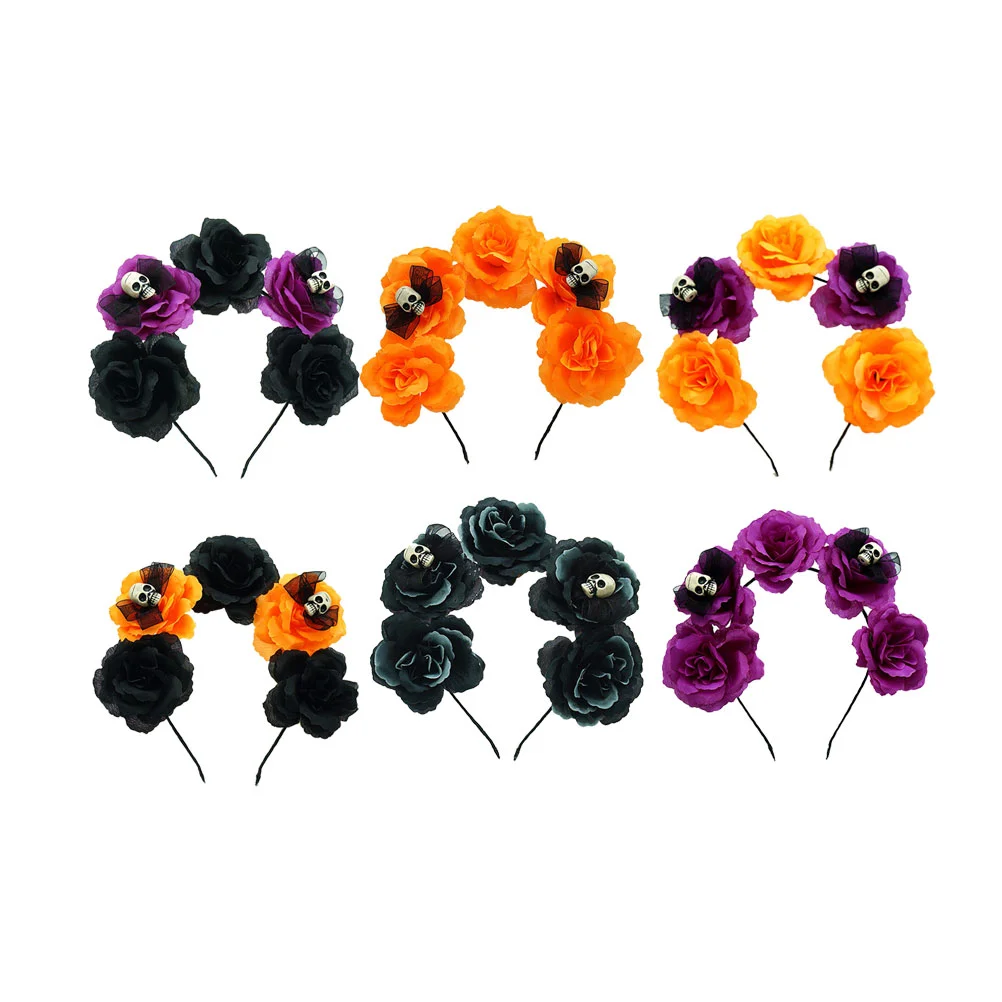 

6pcs Flower Crown Headband Mexican Flower Crown Headband Simulation Flower Headpiece For Party