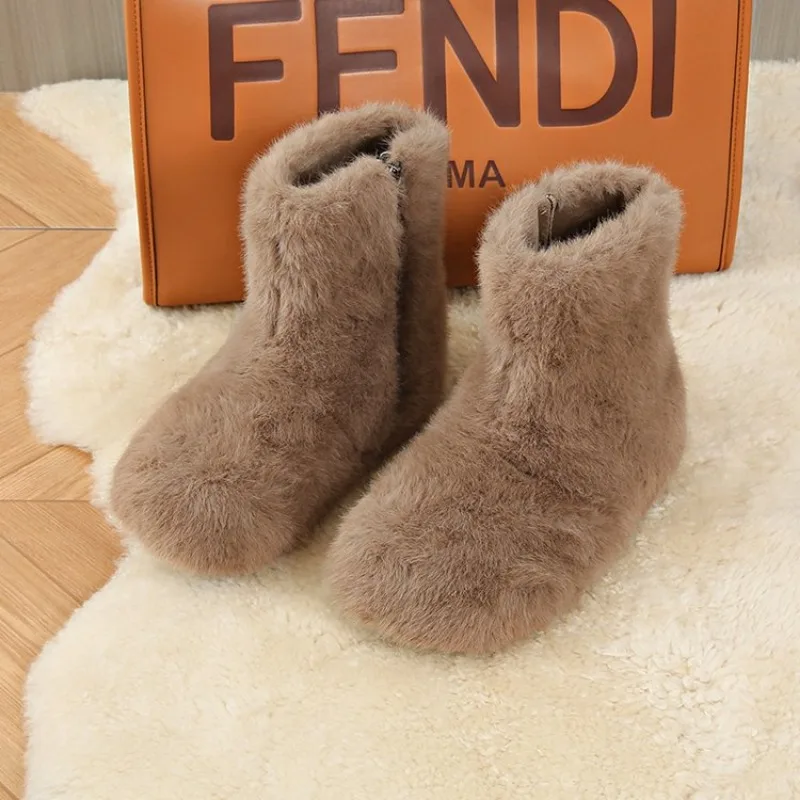 Новые модные женские зимние сапоги с лисьим мехом разноцветные ботинки радуги