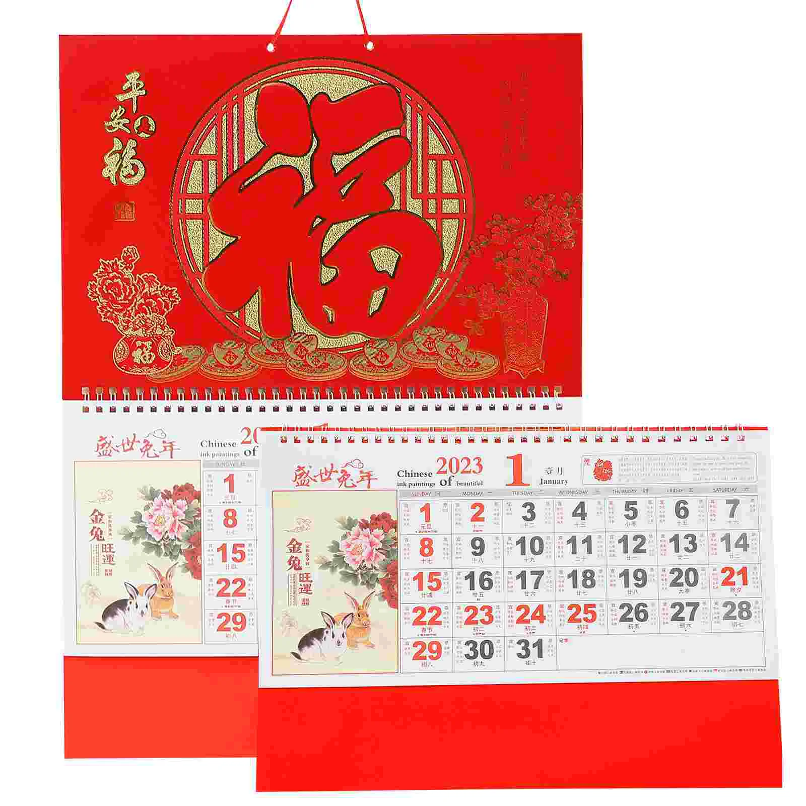 

Calendar Chinese Wall Year Lunar Desk Rabbit New Planner Hanging 2023 Daily Calendars Zodiac Traditional The Monthly Moon Bunny