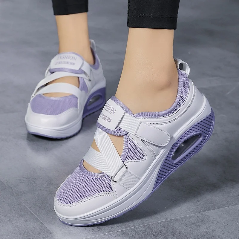 

Women's Shoes 2022 New Fashion Breathable Wedge Sneakers Lightweight Platform Sport Shoes Summer Velcro Woman Vulcanize Shoes