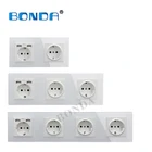 Новая розетка питания европейского стандарта 16 А с USB, панель розетки, трехслойная Розетка без вилки, искусственная стеклянная розетка из закаленного стекла