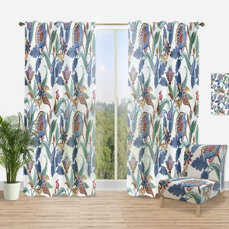 

'Paisley Pattern Fantasy Flowers' Traditional Curtain Panel