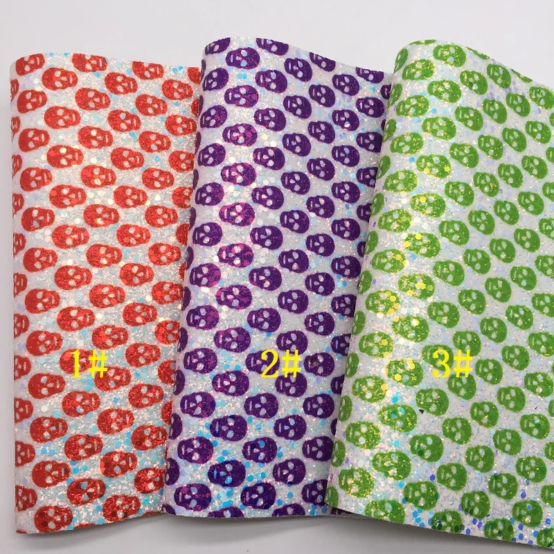 LEOsyntheticoDIY Хэллоуин печать черепа крупный Блестящий винил ткань лист фетр