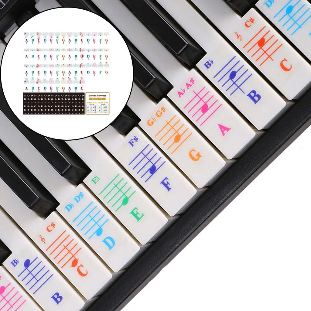

Electronic Piano Keyboard Sticker Music Stickers Key Note Leaves No Residue Symbol Piano Keyboard Stickers for 88/61/54/49 Key