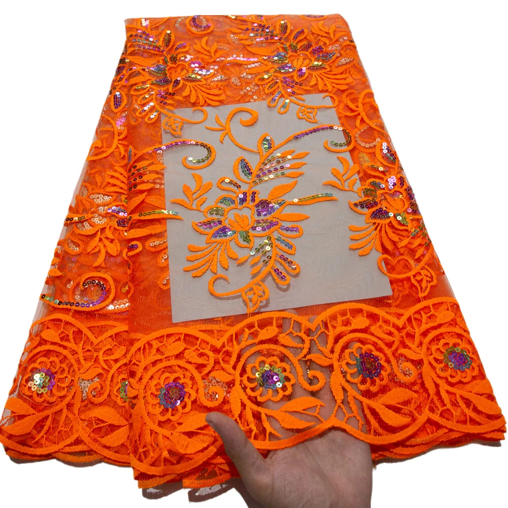 Французская сетчатая кружевная ткань 2024 Высококачественная вышитая блестящая