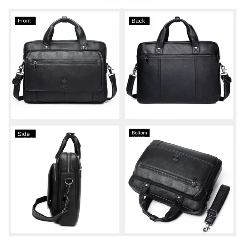 Business Cowhide Men's Briefcase Bag Genuine Leather 16-Inch Portable Casual Shoulder Bag Large Capacity Computer Bag