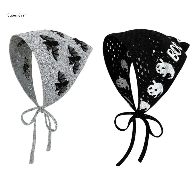 Вязаный платок с цветком для волос уникальный на голову повязка J78E