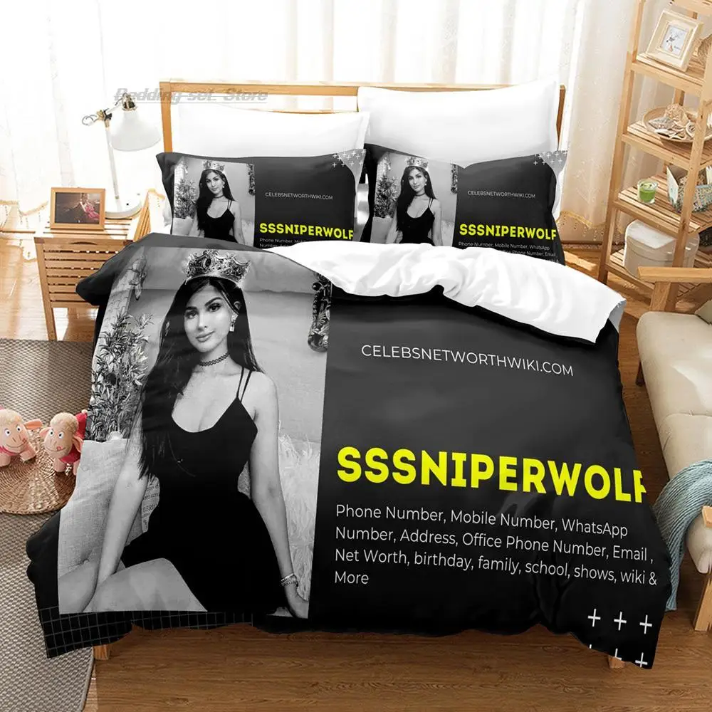 Фото Комплект постельного белья SSSniperWolf, одинарный, полный, королевский размер, комплект постельного белья для взрослых и детей, комплекты пододеяльников для спальни с принтом, красивая сексуальная девушка №5