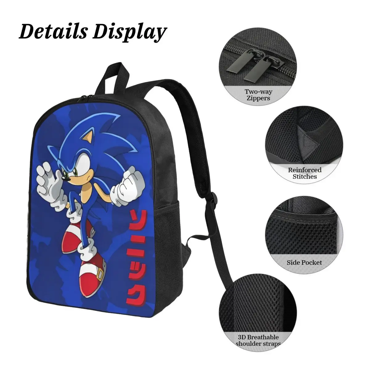 Фото Games Sonices The Hedgehog Shadow 3pecs/set Рюкзак для подростков Холщовые сумки с героями мультфильмов Сумка для обеда Пенал №4