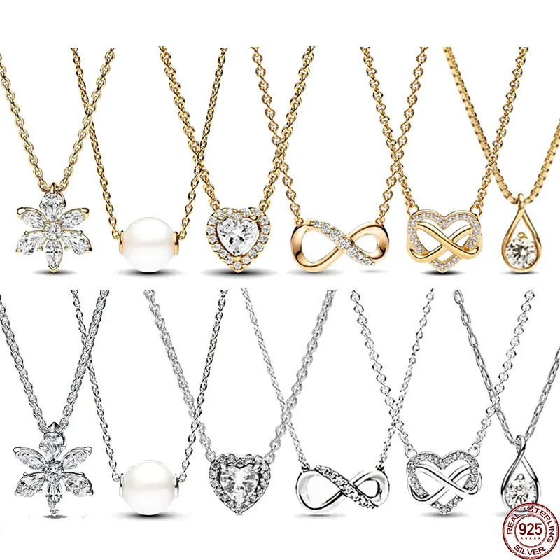 Новое ожерелье из стерлингового серебра 925 пробы с золотым жемчугом и снежинкой