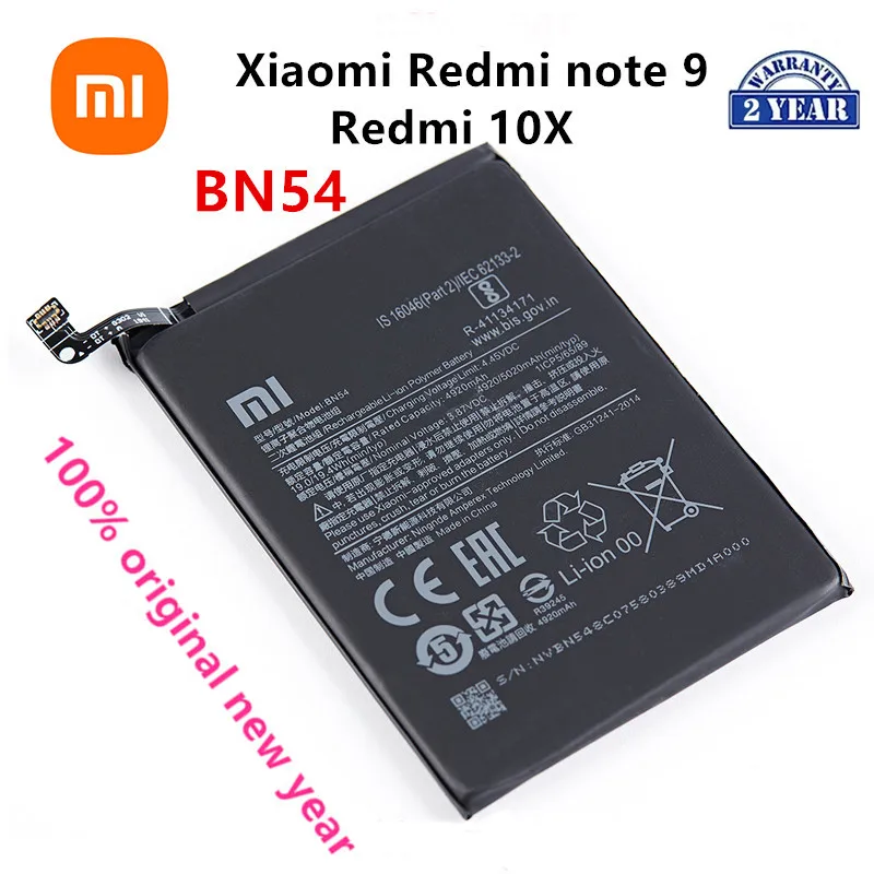 XIAO MI 100% Orginal BN54 5020mAh Battery For Xiaomi Redmi Note 9 5G version Redmi 10X 4G version Phone Replacement Batteries