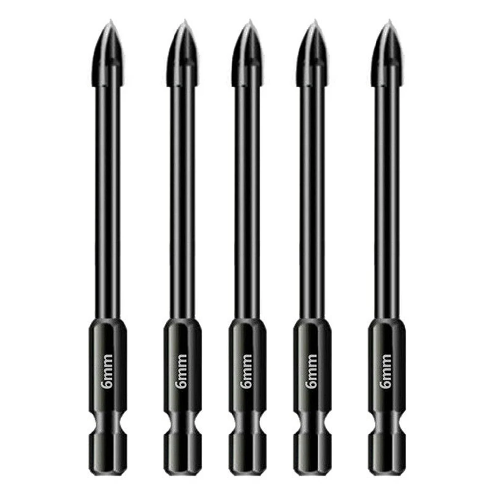 

Hex Shank Drill Bits 6mm 74mm Black Hex Shank Multifunctional Triangular Tungsten Carbide YG6X Alloy Porcelain