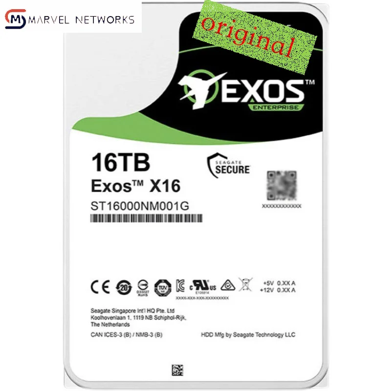 

100% оригинальный (ST16000NM001G) enterprise жесткий диск 16 Тб 256 Мб 7200 об/мин PMR CMR SATA галактиc Exos X16 серии