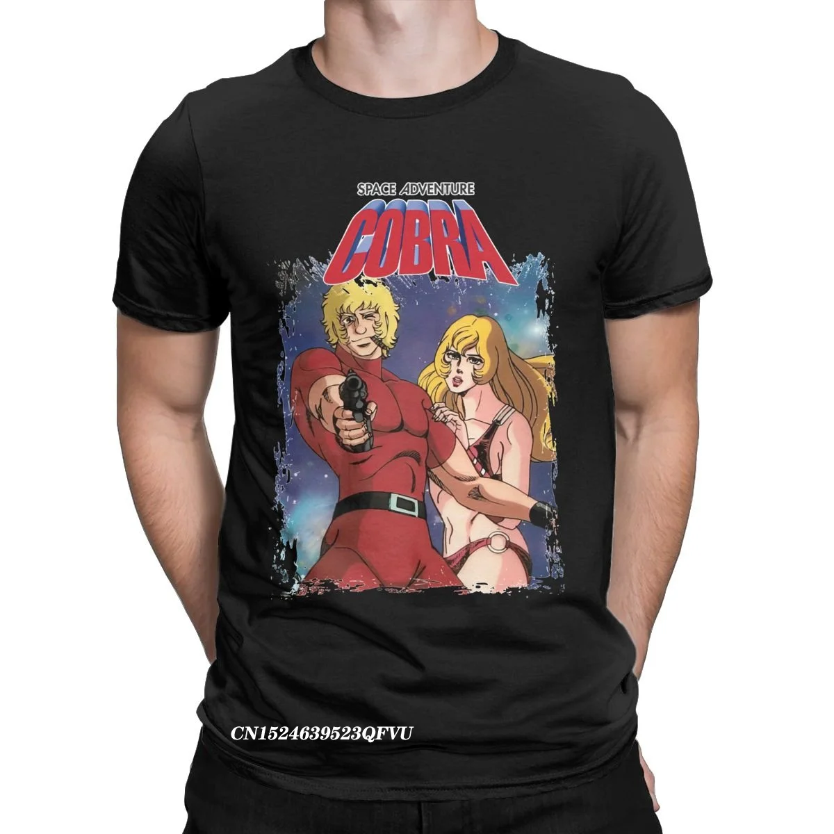 

Men Space Adventure Cobra Tshirt Anime Premium Cotton Clothing Vintage Harajuku Round Collar Tee Shirt Summer T-Shirt