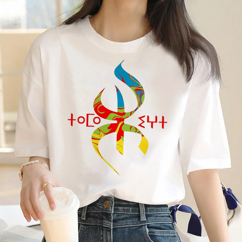 

Amazigh clothes women kawaii casual print white tshirt harajuku kawaii