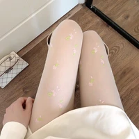 women freshness pink floral japan maid lolita silk stockings ballet tight girl fashion leggings tuiwa coated socks