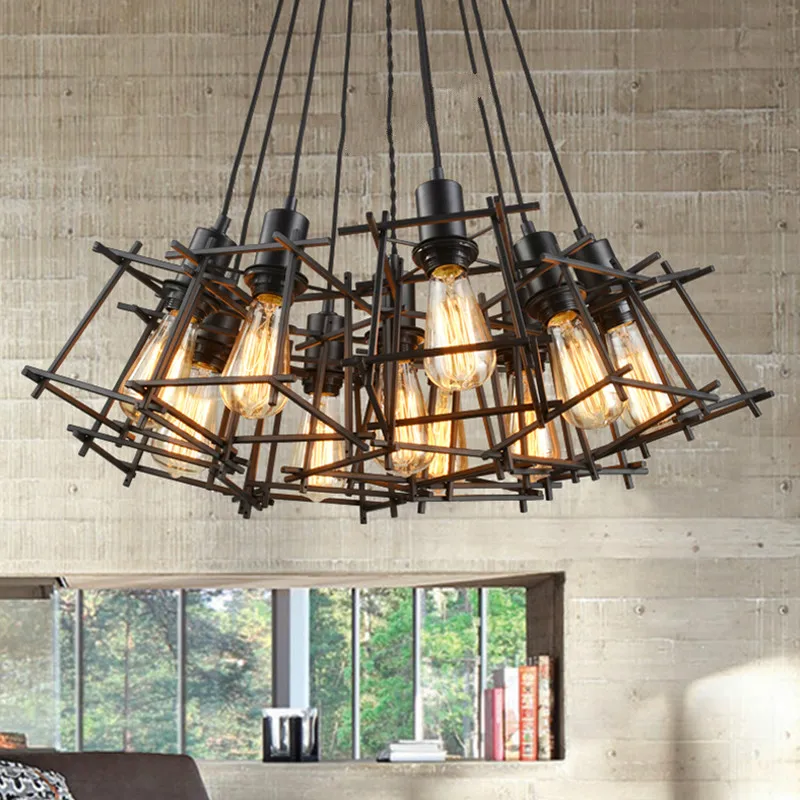 American Loft Vintage pendant light Personality Wrought Iron lights Edison nordic lamp industrial cage lamp lighting fixtures