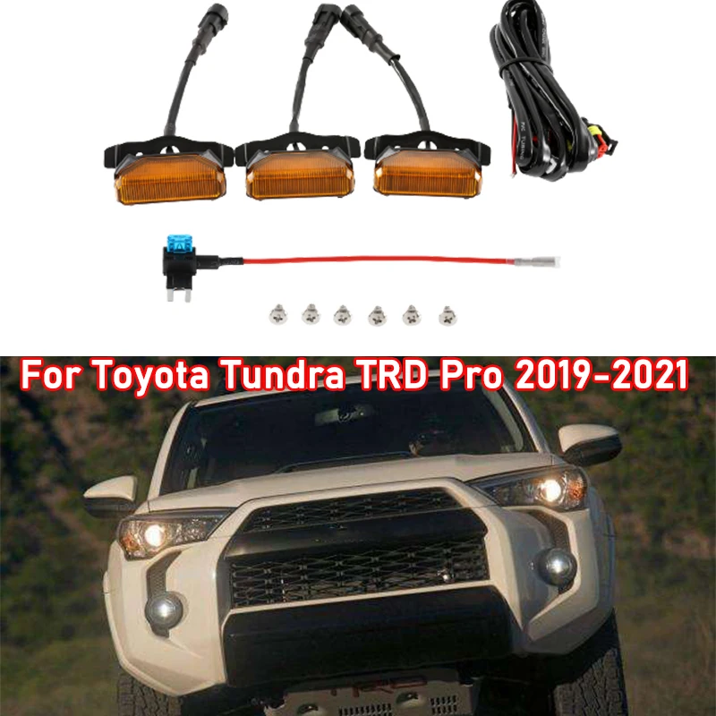 

3 шт. 12 В Передняя решетка для Toyota Tundra TRD Pro 2019 2020 2021 автомобильный внешний гриль DRL Singal светильник