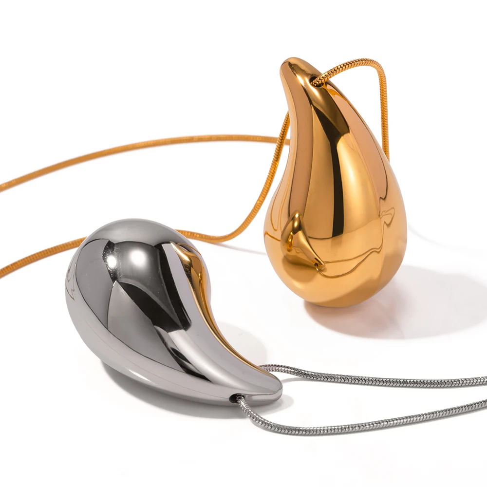 Uworld 18K позолоченное большое ожерелье в форме капли из нержавеющей стали