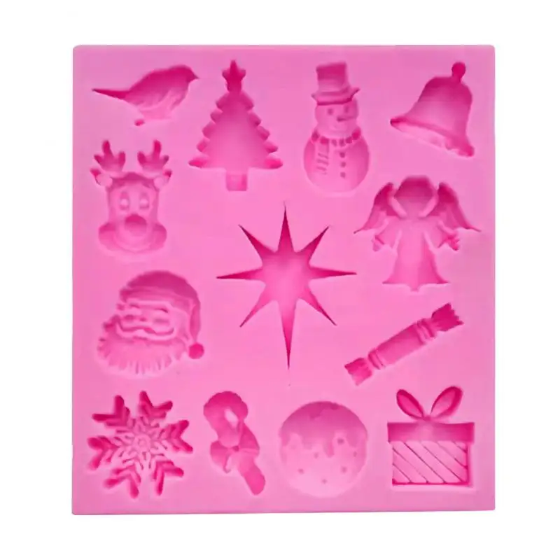 

Силиконовая 3D форма для выпечки, Рождество, «сделай сам», снежинка, лось, цвет шоколада, помадка, инструмент для украшения торта, термостойко...