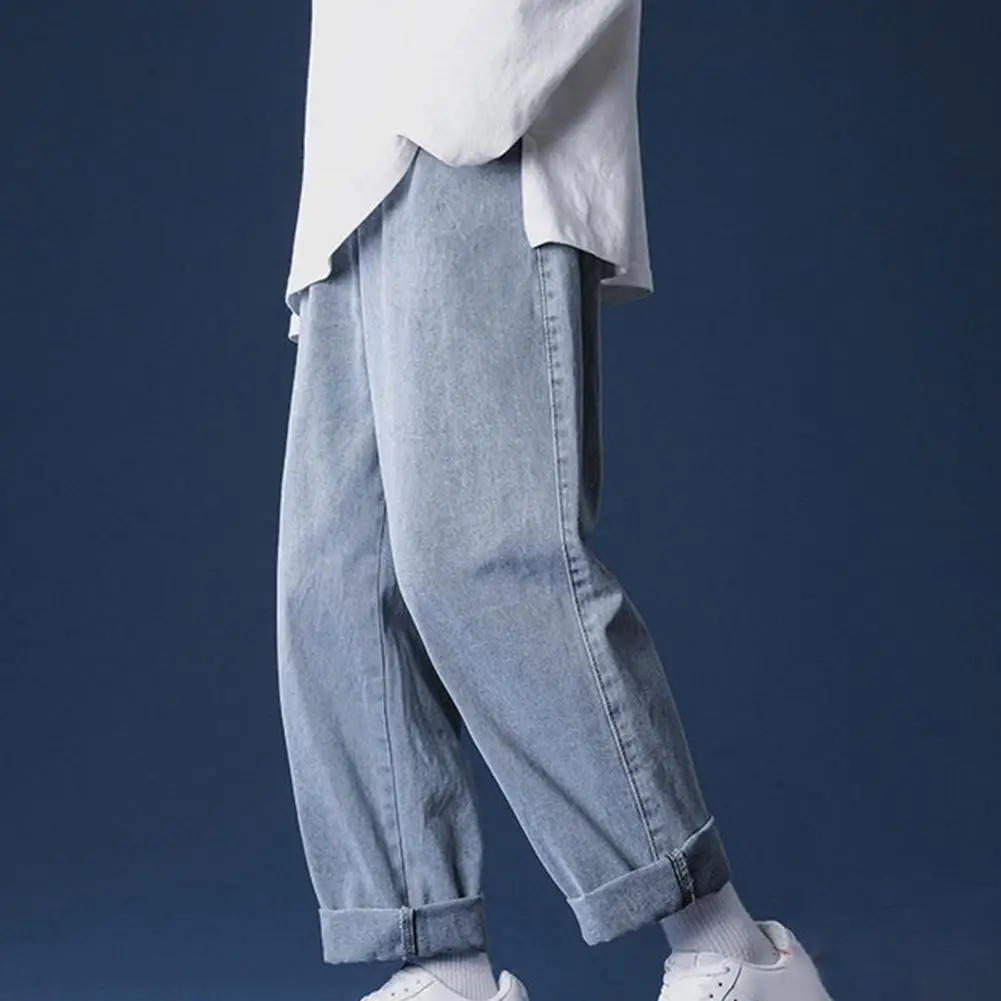 

Men Jeans Wide Leg Cozy Streetwear Fleece Lined Denim Pants Jeans Men Trousers for Jogging