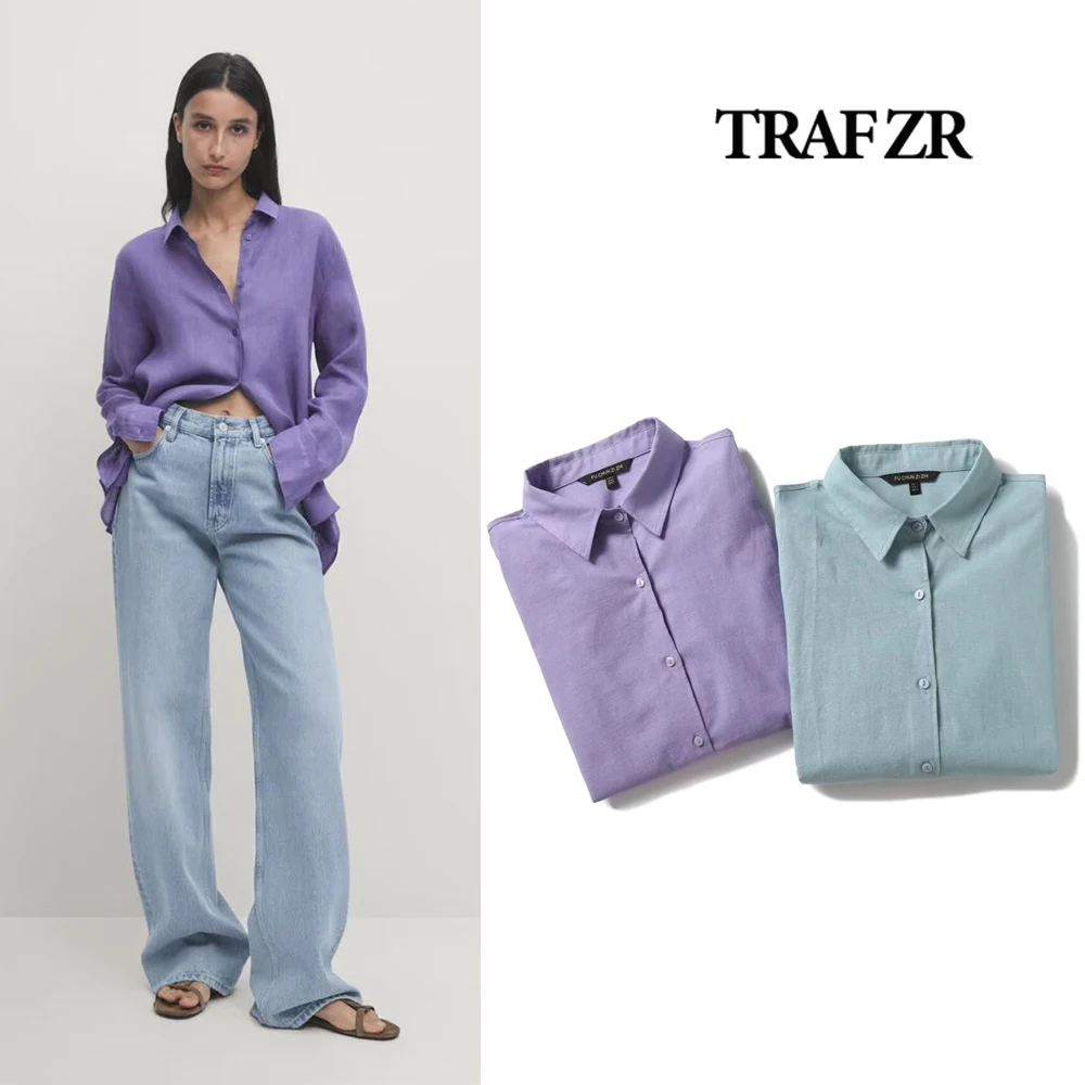 Блузка женская с отложным воротником и длинным рукавом на пуговицах