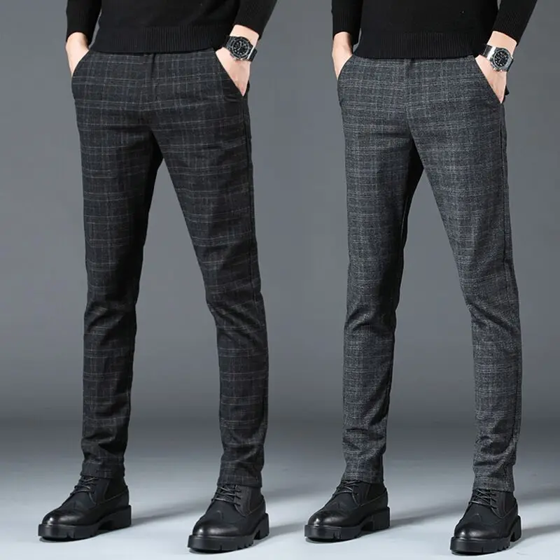 

Business Straight Men Trousers Spring Men Casual Casual Slim 2023 Plaid Fashion Pant 38 Pants New Male Pants