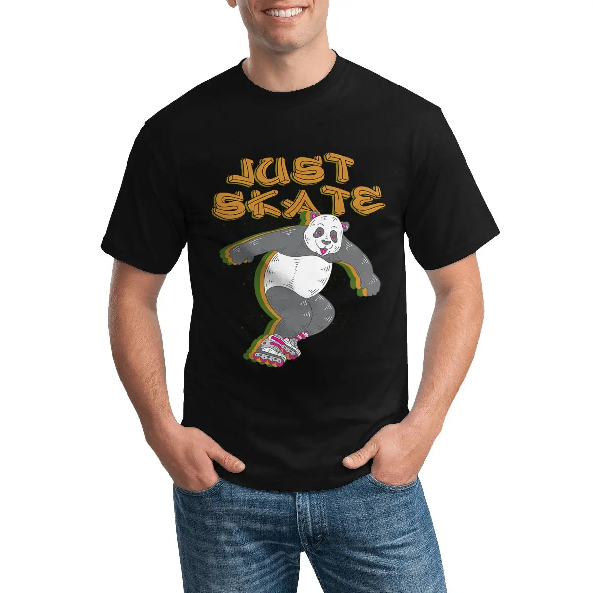 Футболка с изображением панды футболка винтажным принтом Just Skate забавная
