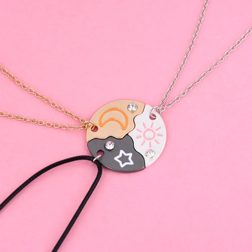 Elviragirl 3 шт./набор Солнце Луна Звезда Кулон ожерелье для девочек Дети дружба BFF