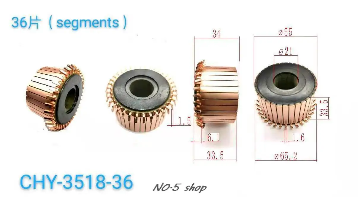 

5pcs 55x21x33.5(34)x36P Copper Bars Electric Motor Commutator